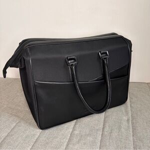 Vera Wang for Hartmann Travel Overnight Weekender Bag, Leather/ Canvas, Black